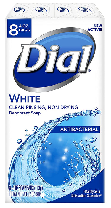 Dial Antibacterial Deodorant Soap, White, 4 Ounce (Pack of 8) Bars