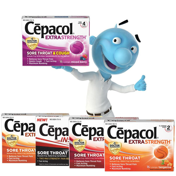 Cepacol Maximum Strength Throat Drop Lozenges, Honey Lemon, 16 ct